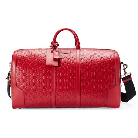 gucci signature leather duffle red|authentic Gucci duffle.